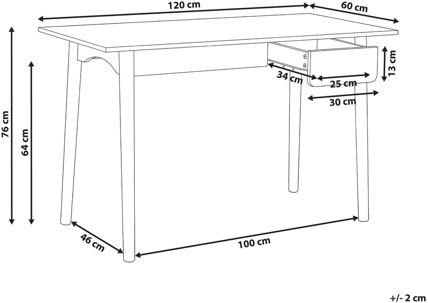 Beliani Rašomasis stalas VITRION šviesiai rudas/baltas 120 cm 60 cm