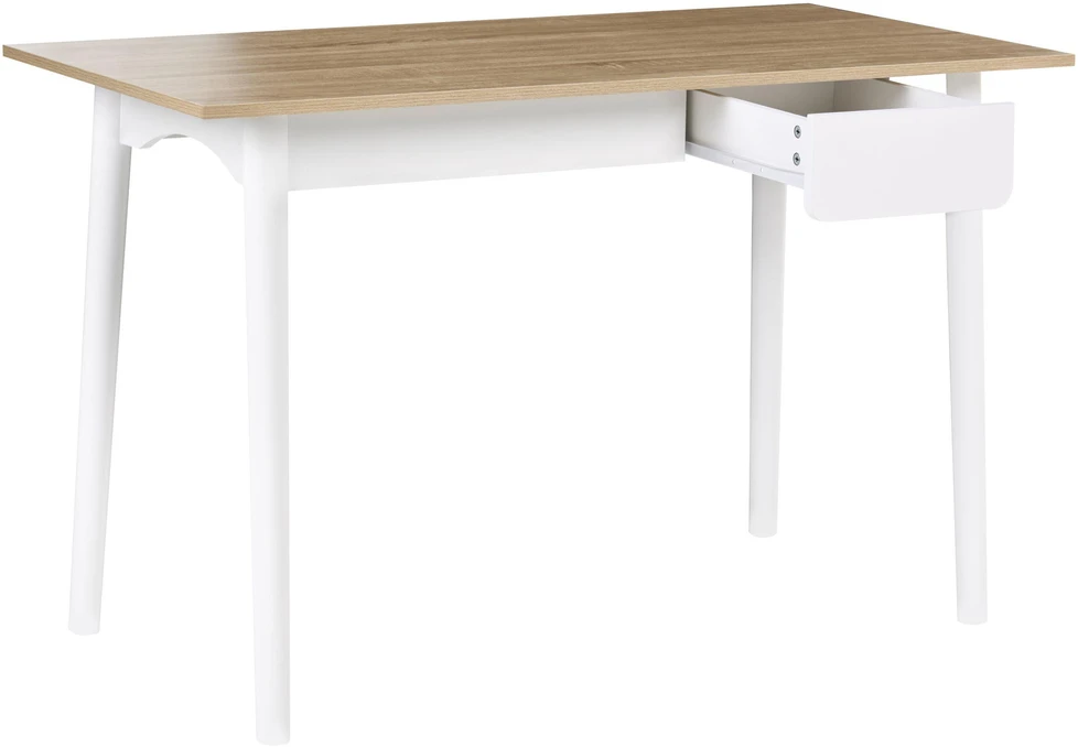 Beliani Rašomasis stalas VITRION šviesiai rudas/baltas 120 cm 60 cm