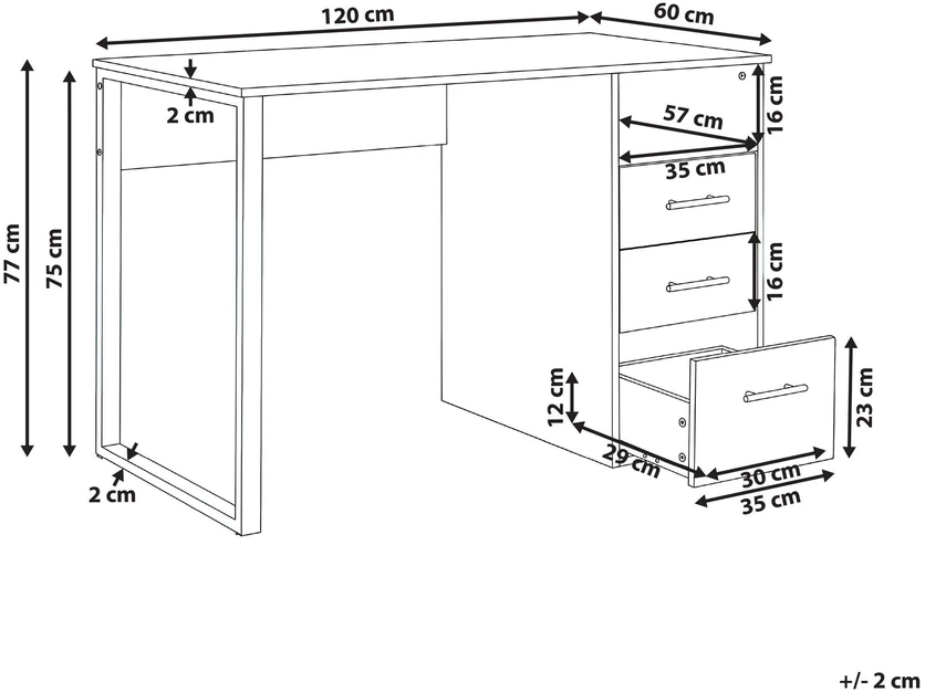 Beliani Rašomasis stalas ZERLAY baltas 120 cm 60 cm