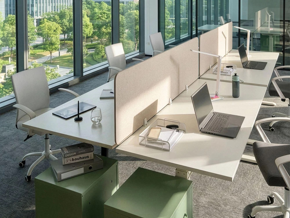 Beliani Rašomojo stalo pertvara SPLIT 180 x 50 cm smėlio spalvos
