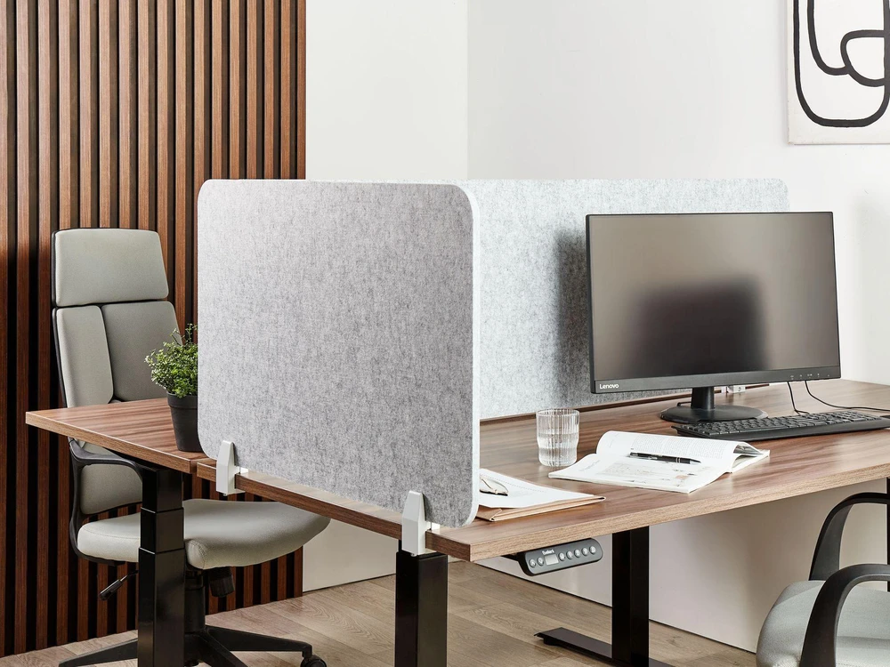 Beliani Rašomojo stalo pertvara SPLIT 80 x 50 cm Pilka