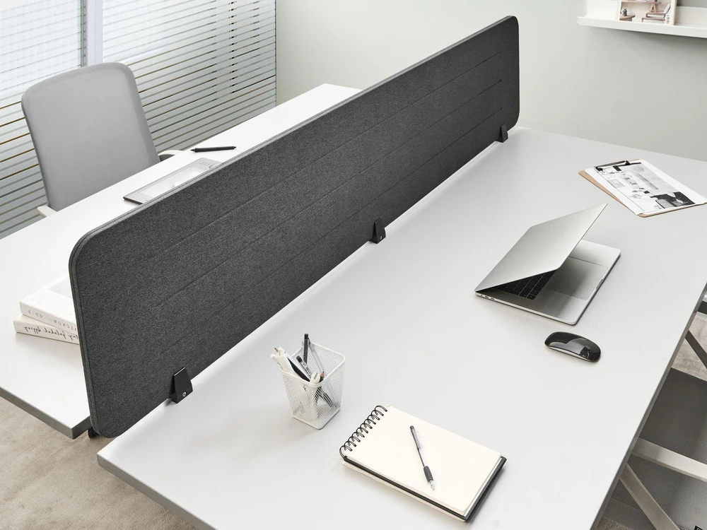 Beliani Rašomojo stalo pertvara ZIGGY 180 x 40 cm Tamsiai pilka
