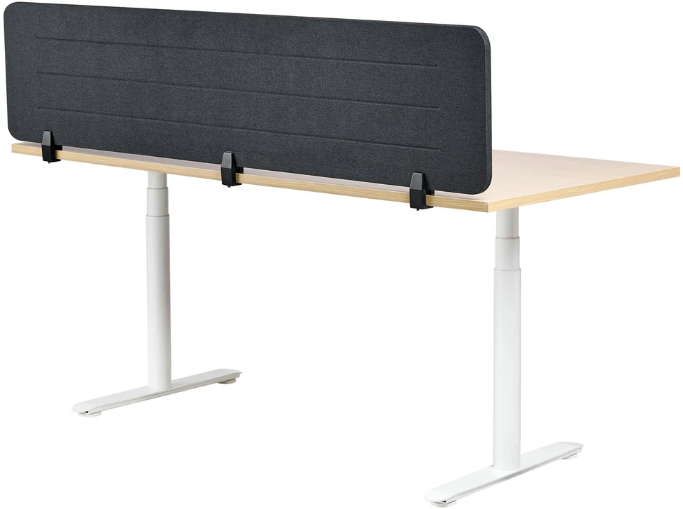 Beliani Rašomojo stalo pertvara ZIGGY 180 x 40 cm Tamsiai pilka