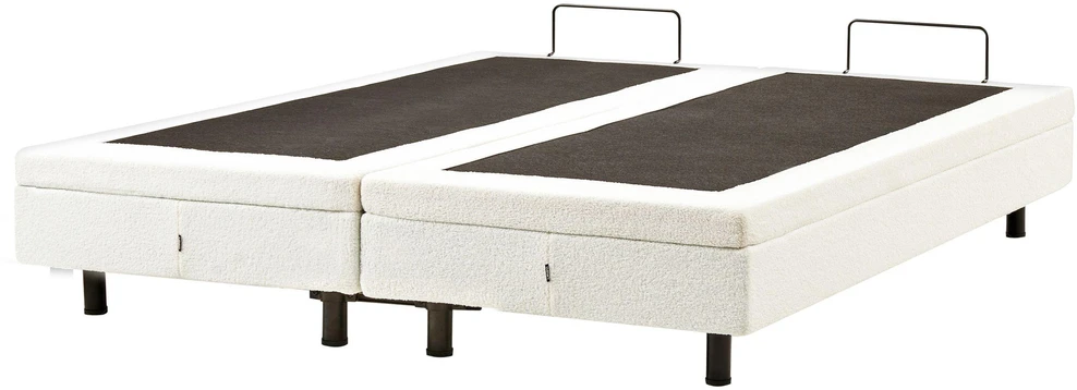 Beliani Reguliuojama lova be galvūgalio Boucle DUKE 180 x 200 cm, kreminė balta