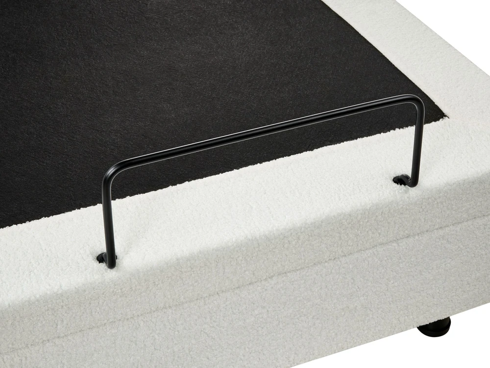 Beliani Reguliuojama lova be galvūgalio Boucle DUKE 90 x 200 cm kreminės spalvos