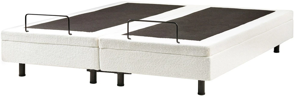 Beliani Reguliuojama lova be galvūgalio Boucle DUKE 180 x 200 cm, kreminė balta
