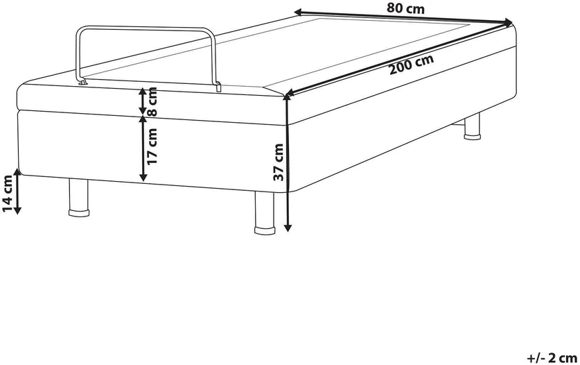 Beliani Reguliuojama lova be galvūgalio Boucle DUKE 80 x 200 cm kreminė