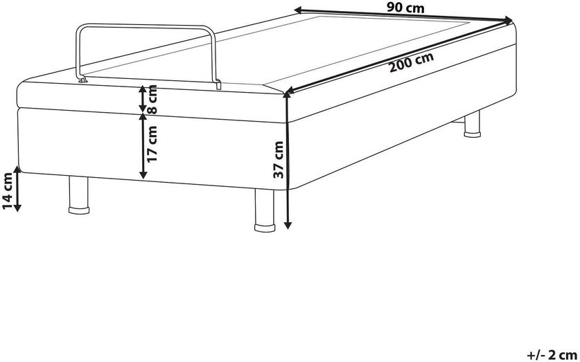 Beliani Reguliuojama lova be galvūgalio Boucle DUKE 90 x 200 cm kreminės spalvos