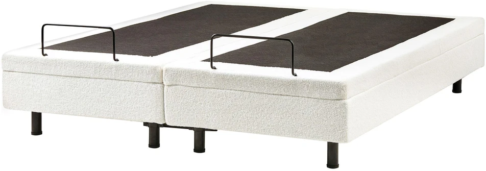 Beliani Reguliuojama lova be galvūgalio Boucle DUKE 160 x 200 cm, kreminė
