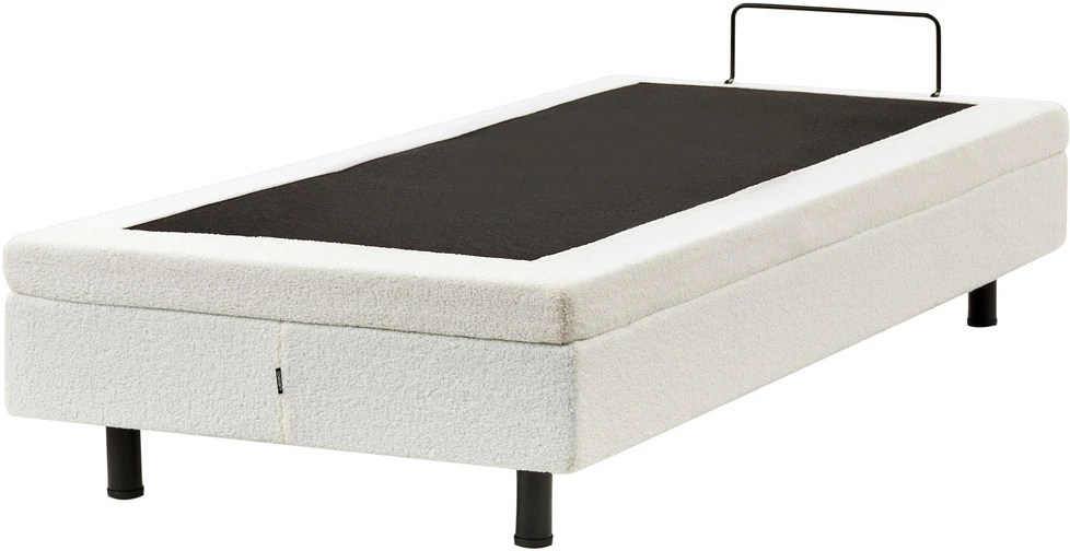 Beliani Reguliuojama lova be galvūgalio Boucle DUKE 90 x 200 cm kreminės spalvos