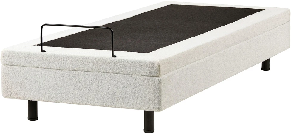 Beliani Reguliuojama lova be galvūgalio Boucle DUKE 90 x 200 cm kreminės spalvos