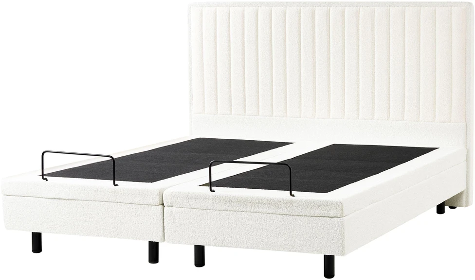 Beliani Reguliuojama lova Boucle CASTELLAN 180 x 200 cm, kreminės spalvos