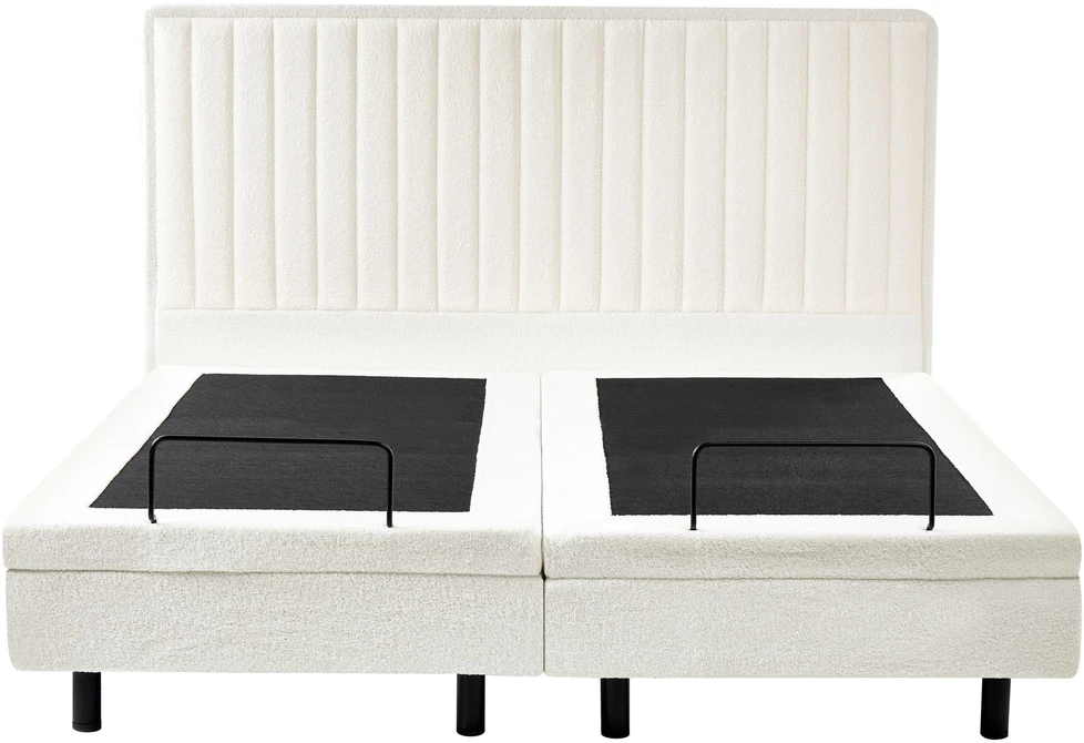 Beliani Reguliuojama lova Boucle CASTELLAN 180 x 200 cm, kreminės spalvos