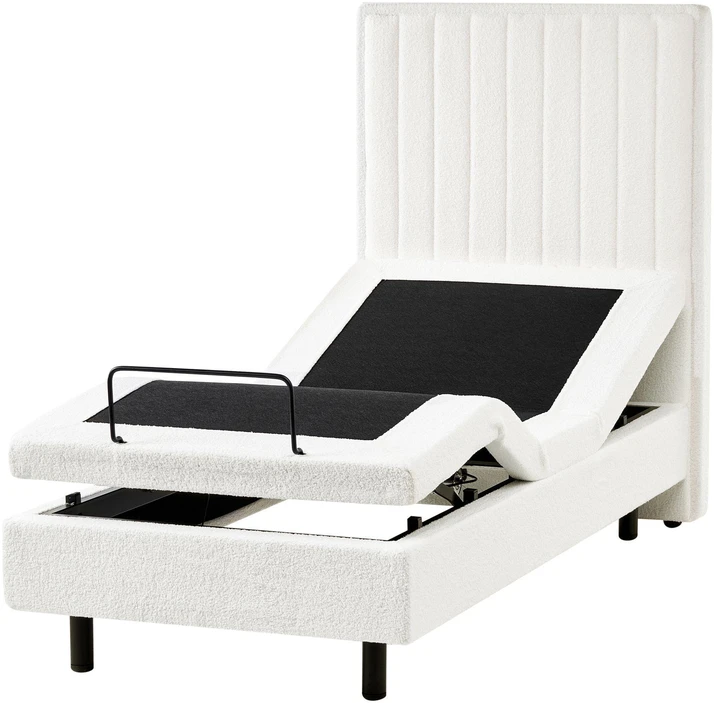 Beliani Reguliuojama lova Boucle CASTELLAN 80 x 200 cm kreminės spalvos