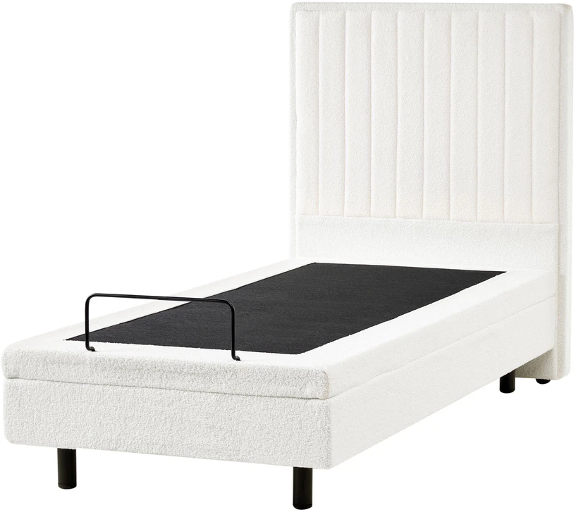 Beliani Reguliuojama lova Boucle CASTELLAN 90 x 200 cm, balta