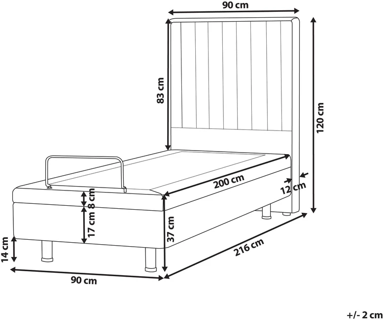 Beliani Reguliuojama lova Boucle CASTELLAN 90 x 200 cm, balta