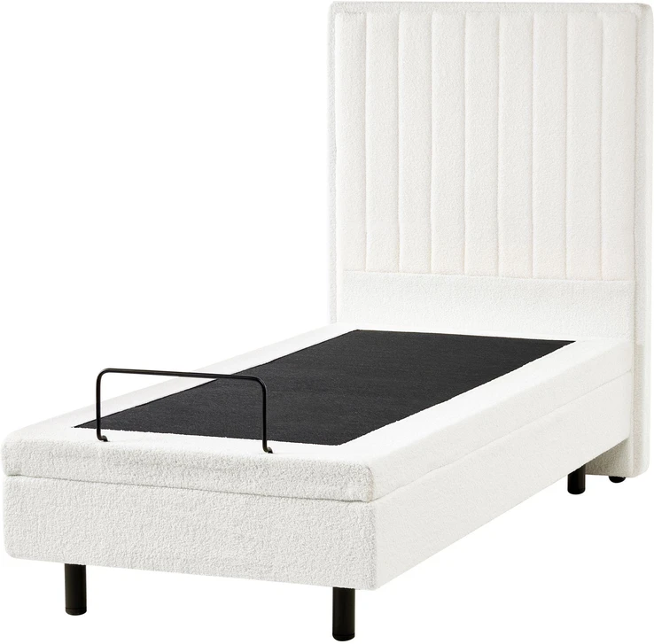 Beliani Reguliuojama lova Boucle CASTELLAN 80 x 200 cm kreminės spalvos