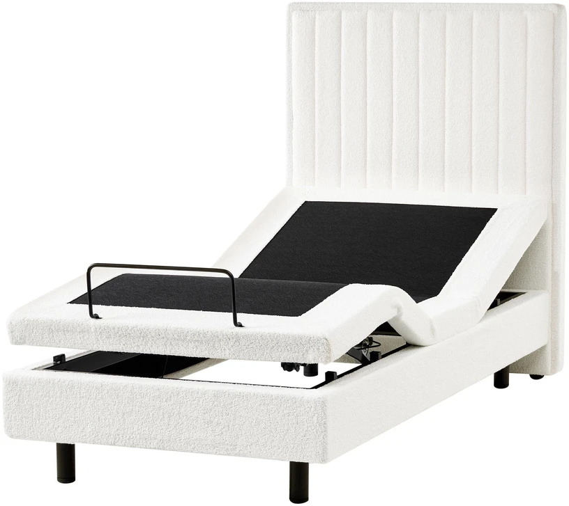 Beliani Reguliuojama lova Boucle CASTELLAN 90 x 200 cm, balta