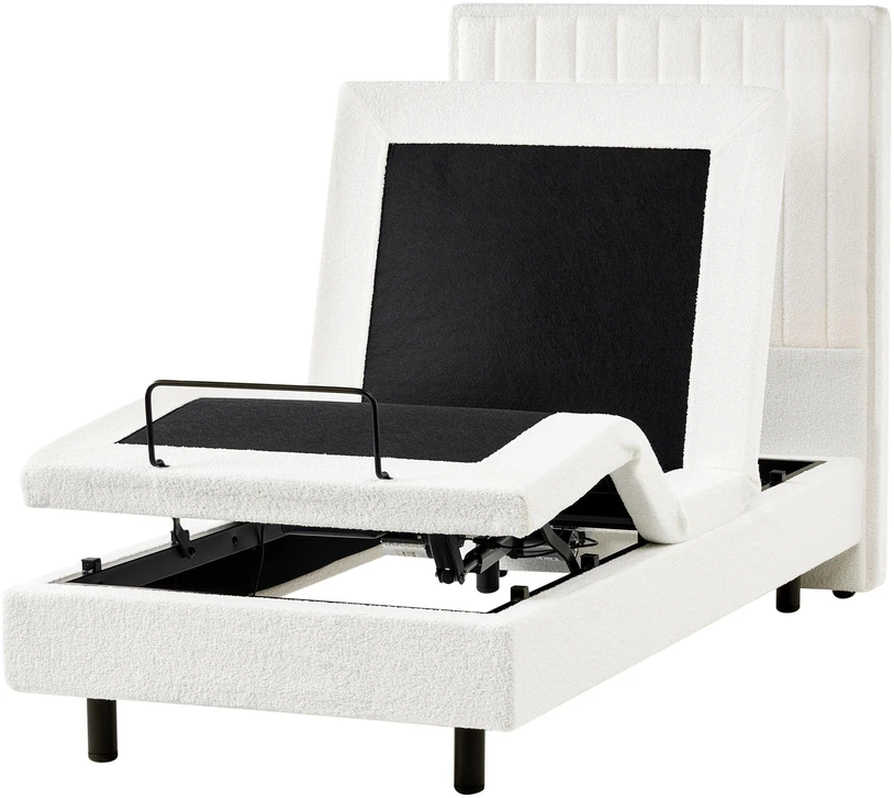 Beliani Reguliuojama lova Boucle CASTELLAN 90 x 200 cm, balta