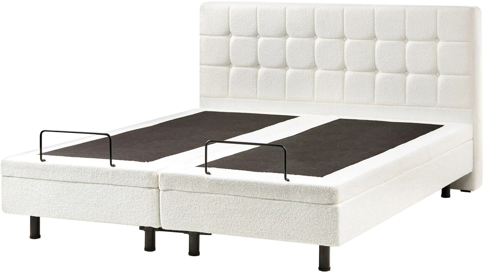Beliani Reguliuojama lova Boucle DUKE 160 x 200 cm kreminė