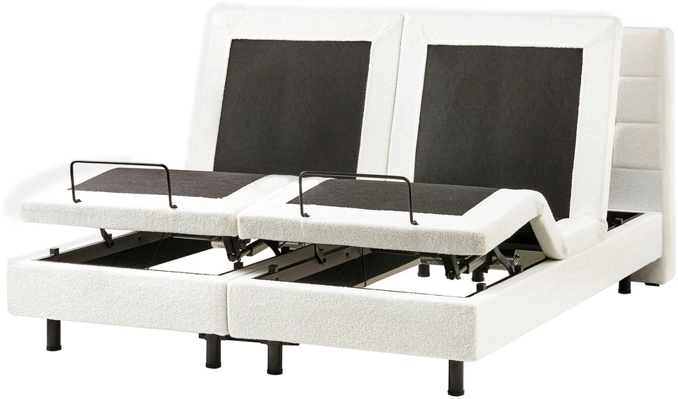Beliani Reguliuojama lova Boucle DUKE 160 x 200 cm kreminė