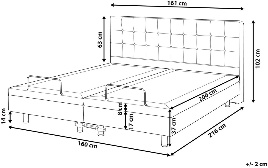 Beliani Reguliuojama lova Boucle DUKE 160 x 200 cm kreminė