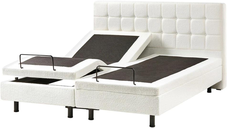 Beliani Reguliuojama lova Boucle DUKE 160 x 200 cm kreminė