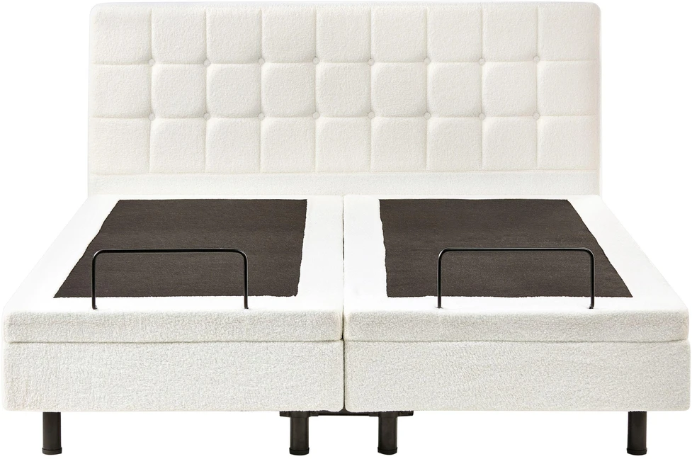 Beliani Reguliuojama lova Boucle DUKE 160 x 200 cm kreminė