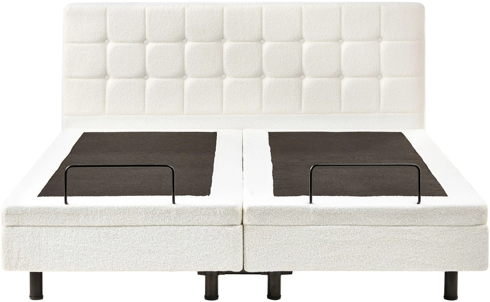 Beliani Reguliuojama lova Boucle DUKE 180 x 200 cm, kreminė balta