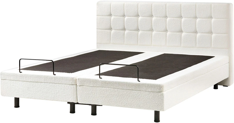 Beliani Reguliuojama lova Boucle DUKE 180 x 200 cm, kreminė balta