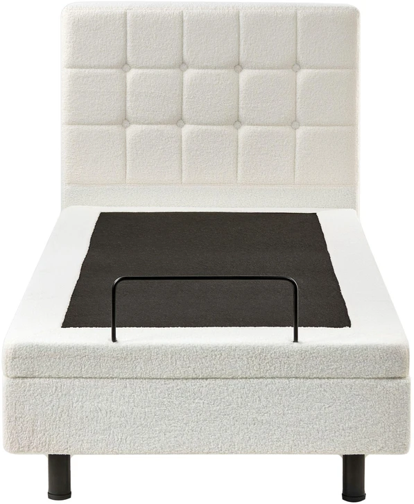 Beliani Reguliuojama lova Boucle DUKE 90 x 200 cm kreminė