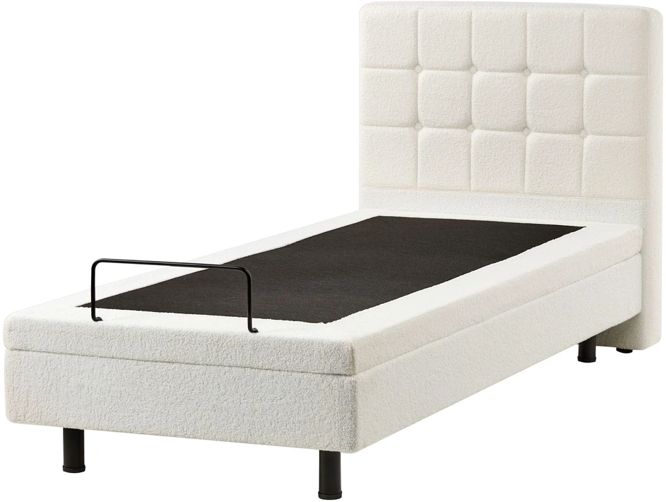 Beliani Reguliuojama lova Boucle DUKE 90 x 200 cm kreminė