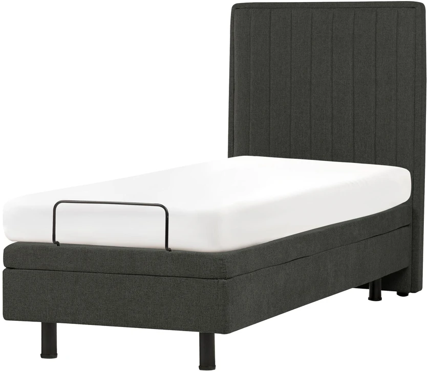Beliani Reguliuojama lova CASTELLAN 80 x 200 cm tamsiai pilka