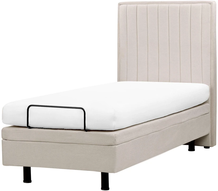 Beliani Reguliuojama lova CASTELLAN 80 x 200 cm šviesiai smėlio spalvos