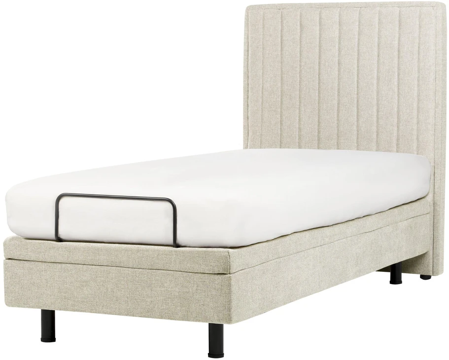 Beliani Reguliuojama lova CASTELLAN 90 x 200 cm smėlio spalvos