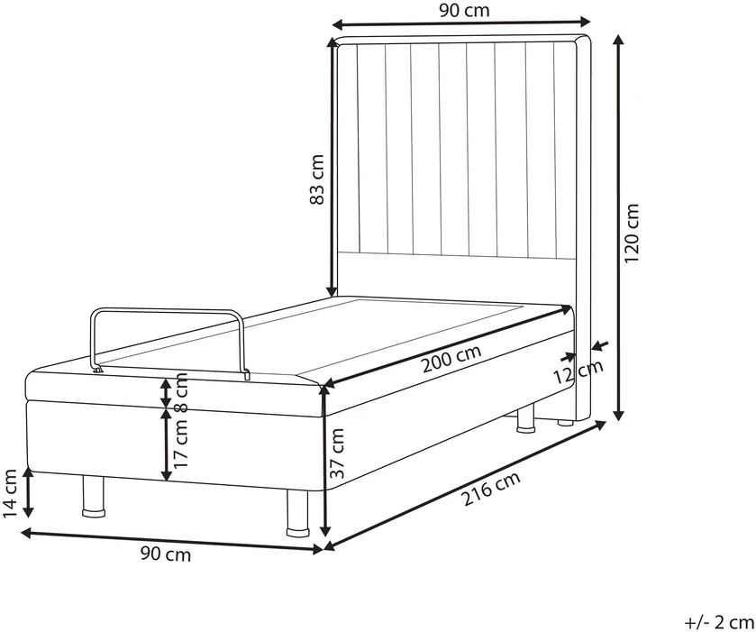 Beliani Reguliuojama lova CASTELLAN 90 x 200 cm, šviesiai pilka