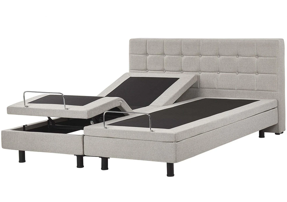 Beliani Reguliuojama lova DUKE 180 x 200 cm smėlio spalvos