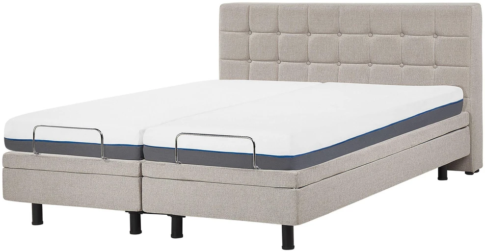Beliani Reguliuojama lova DUKE 180 x 200 cm smėlio spalvos