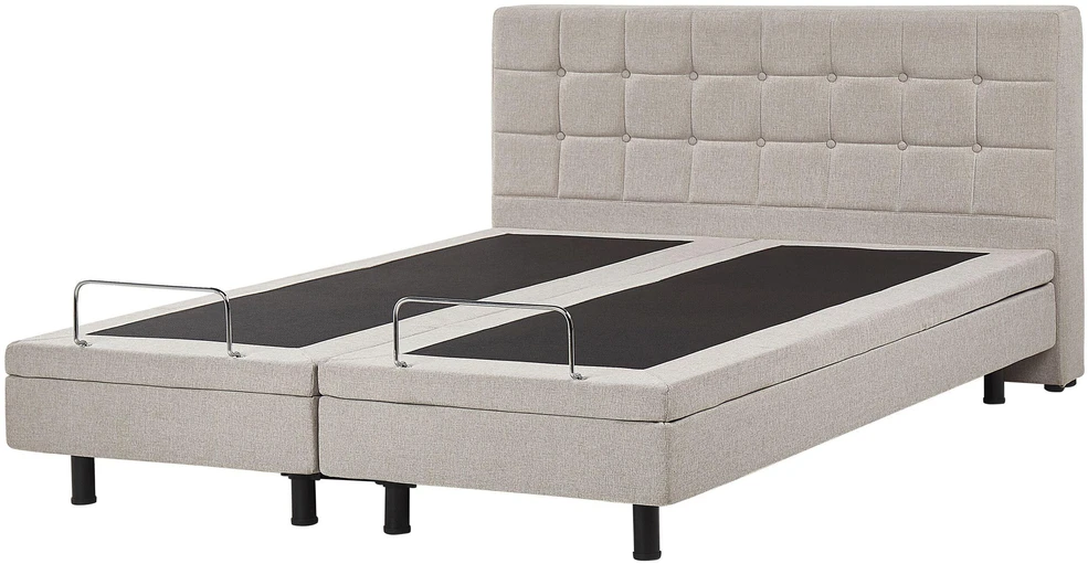 Beliani Reguliuojama lova DUKE 180 x 200 cm smėlio spalvos