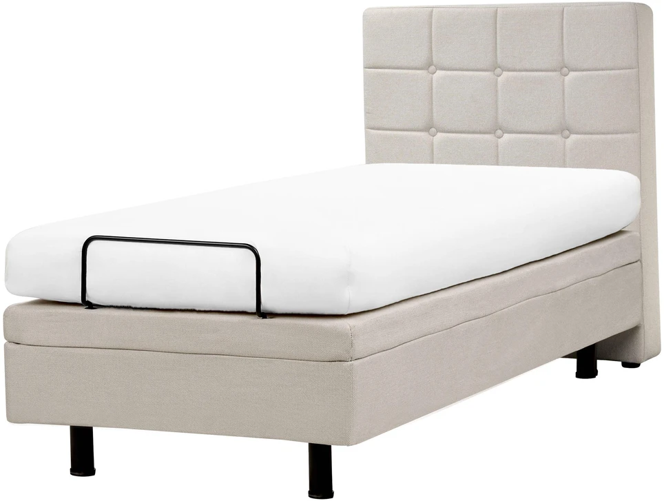 Beliani Reguliuojama lova DUKE 80 x 200 cm šviesiai smėlio spalvos