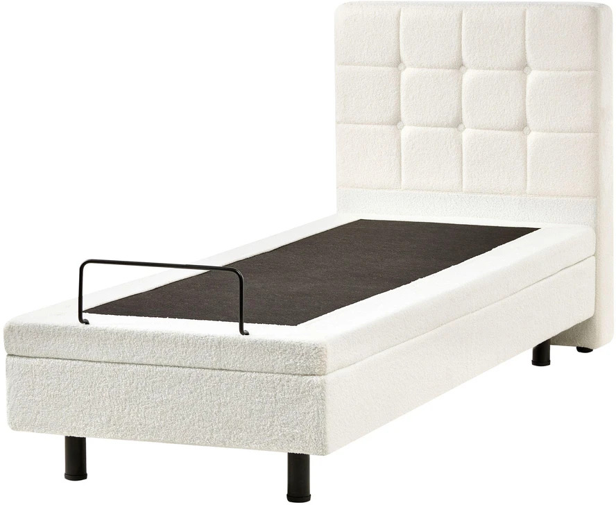 Beliani Reguliuojama lova DUKE 80 x 200 cm, boucle audinys, balta