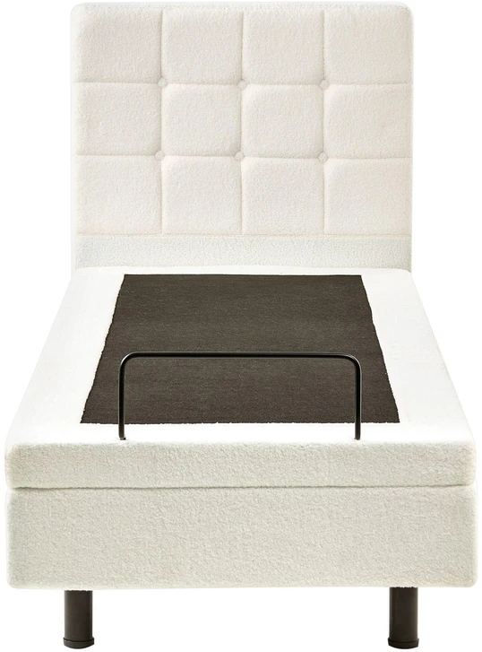 Beliani Reguliuojama lova DUKE 80 x 200 cm, boucle audinys, balta