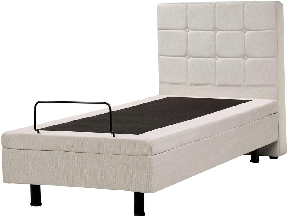 Beliani Reguliuojama lova DUKE 80 x 200 cm šviesiai smėlio spalvos