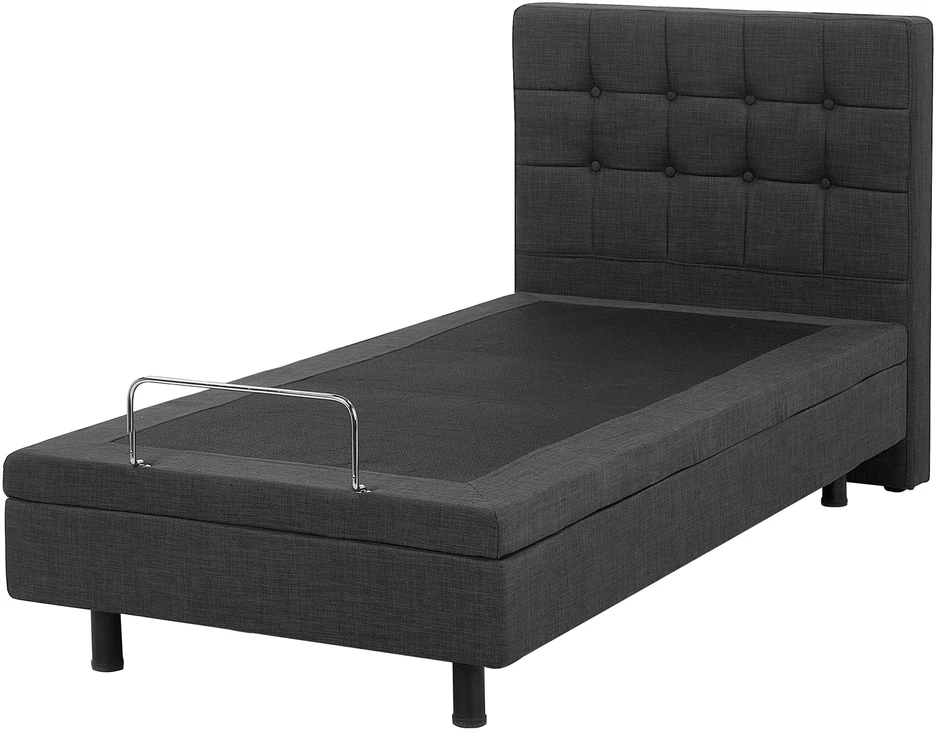 Beliani Reguliuojama lova DUKE 90 × 200 cm, tamsiai pilka