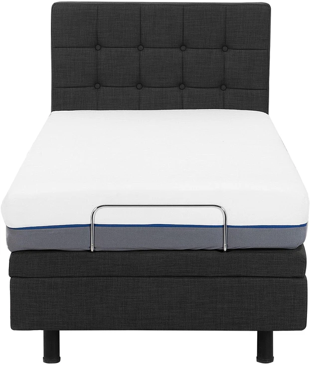 Beliani Reguliuojama lova DUKE 90 × 200 cm, tamsiai pilka