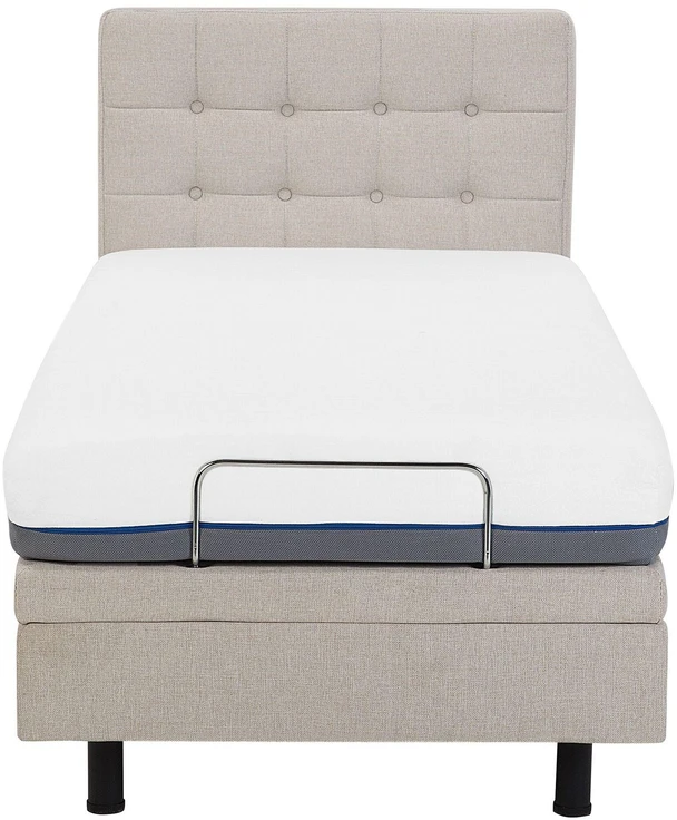 Beliani Reguliuojama lova DUKE 90 x 200 cm smėlio spalvos