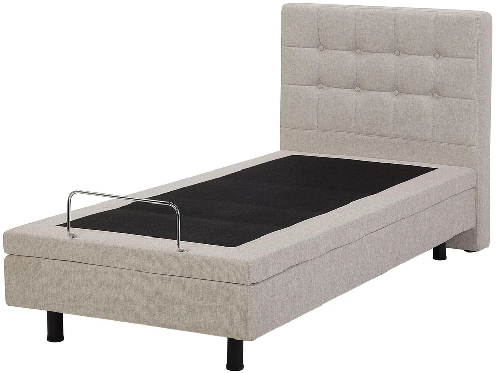Beliani Reguliuojama lova DUKE 90 x 200 cm smėlio spalvos