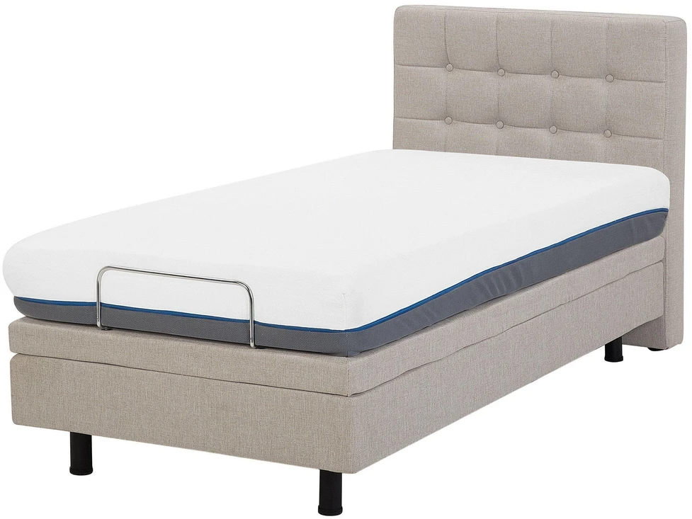 Beliani Reguliuojama lova DUKE 90 x 200 cm smėlio spalvos