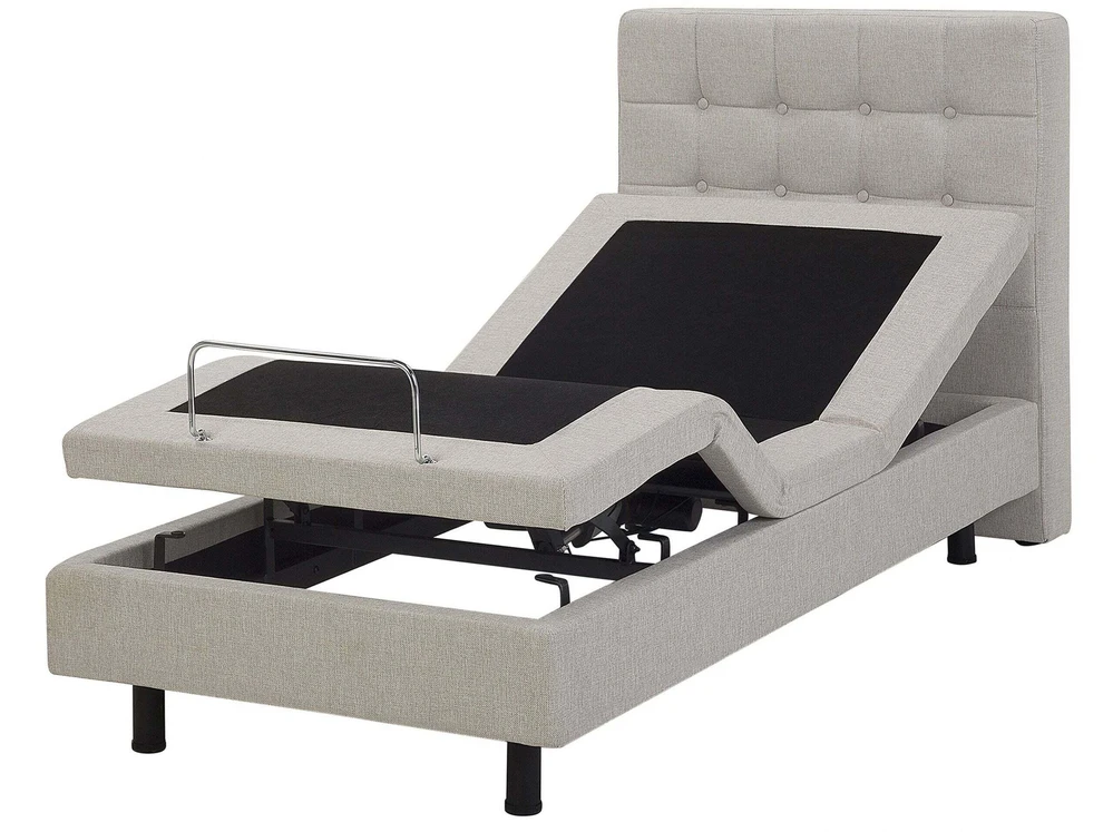 Beliani Reguliuojama lova DUKE 90 x 200 cm smėlio spalvos