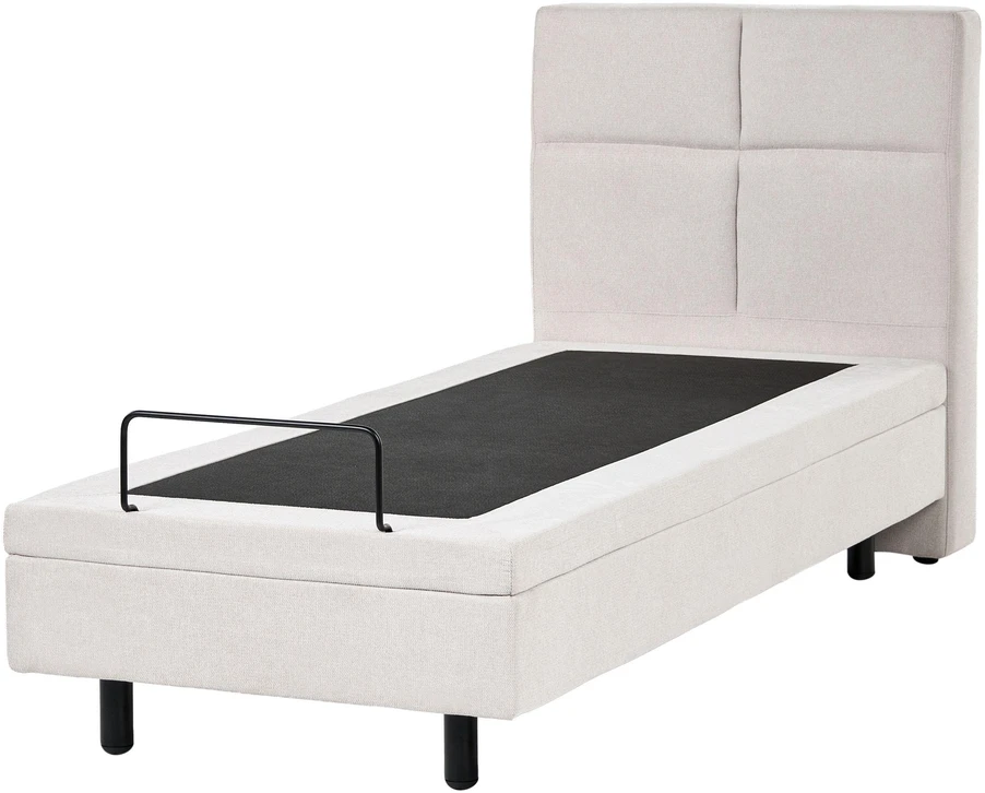 Beliani Reguliuojama lova VICEROY 90 x 200 cm šviesiai smėlio spalvos